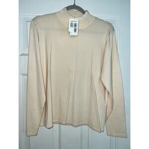 Pendleton silk blend Cream Long Sleeve Mock Neck sweater  - size XL